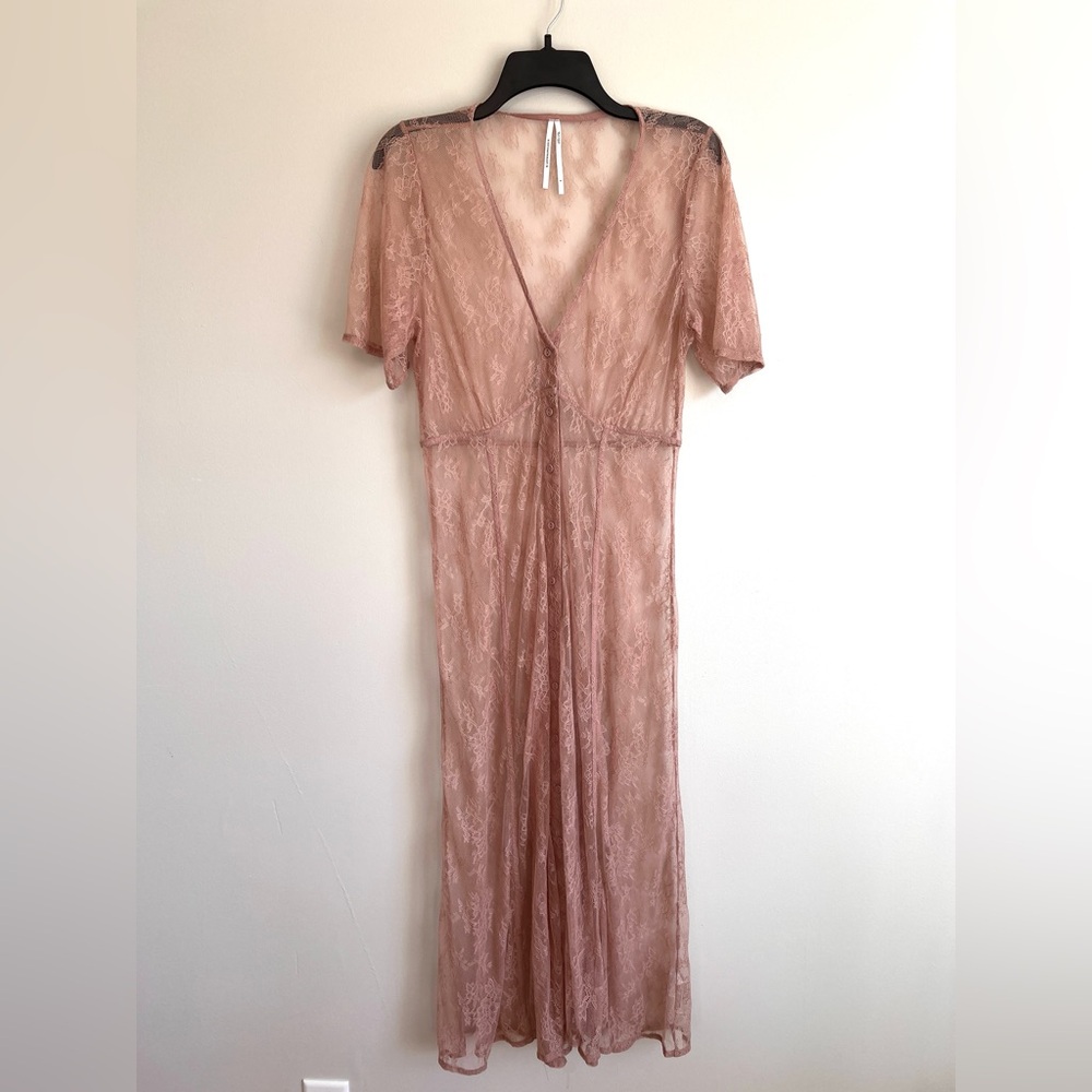 Sheer Lace Button down Dress